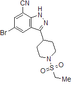 1H-indazole-7-carbonitrile,5-bromo-3-1-(ethylsulfonyl)-4-piperidinyl-Structure,872350-26-0Structure 1H-indazole-7-carbonitrile,5-bromo-3-1-(ethylsulfonyl)-4-piperidinyl- Structure,872350-26-0Structure
