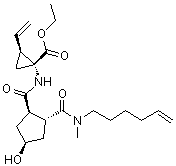 (1R,2S)-1-{[(1R,2R,4S)-2-(5-己烯基-甲基-氨基甲酰)-4-羥基-環(huán)戊烷羰基]-氨基}-2-乙烯基-環(huán)丙烷羧酸乙酯結(jié)構(gòu)式_922727-93-3結(jié)構(gòu)式