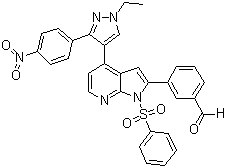 3-(4-(1-乙基-3-(4-硝基苯基)-1H-吡唑-4-基)-1-(苯基磺?；?-1H-吡咯并[2,3-b]吡啶-2-基)苯甲醛結(jié)構(gòu)式_942920-00-5結(jié)構(gòu)式