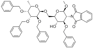 Methyl 3-O-benzyl-2-deoxy-2-(1,3-dioxo-1,3-dihydro-2H-isoindol-2-yl)-6-O-(2,3,4-tri-O-benzyl-6-deoxyhexopyranosyl)hexopyranosideStructure,97242-86-9Structure Methyl 3-O-benzyl-2-deoxy-2-(1,3-dioxo-1,3-dihydro-2H-isoindol-2-yl)-6-O-(2,3,4-tri-O-benzyl-6-deoxyhexopyranosyl)hexopyranoside Structure,97242-86-9Structure