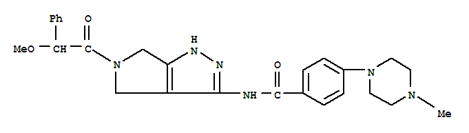 4-(4-甲基-1-哌嗪)-n-[1,4,5,6-四氫-5-(2-甲氧基-2-苯基乙?；?吡咯并[3,4-c]吡唑-3-基]苯甲酰胺結(jié)構(gòu)式_1044136-93-7結(jié)構(gòu)式