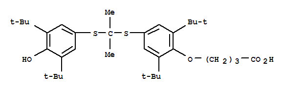 4-(2,6-二-叔丁基-4-(2-(3,5-二-叔丁基-4-羥基苯基硫代)丙烷-2-基硫代)苯氧基)丁酸結(jié)構(gòu)式_216167-95-2結(jié)構(gòu)式