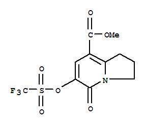 Methyl 5-oxo-6-trifluoromethanesulfonyloxy-1,2,3,5-tetrahydroindolizine-8-carboxylateStructure,253195-64-1Structure Methyl 5-oxo-6-trifluoromethanesulfonyloxy-1,2,3,5-tetrahydroindolizine-8-carboxylate Structure,253195-64-1Structure