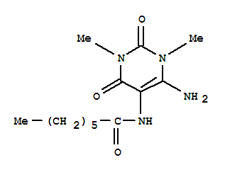 Heptanamide, n-(6-amino-1,2,3,4-tetrahydro-1,3-dimethyl-2,4-dioxo-5-pyrimidinyl)-Structure,288391-08-2Structure Heptanamide, n-(6-amino-1,2,3,4-tetrahydro-1,3-dimethyl-2,4-dioxo-5-pyrimidinyl)- Structure,288391-08-2Structure