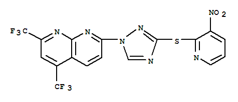 (9ci)-7-[3-[(3-硝基-2-吡啶)硫代]-1H-1,2,4-噻唑-1-基]-2,4-雙(三氟甲基)-1,8-萘啶結構式_303151-87-3結構式
