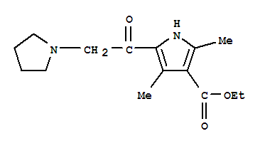 1H-pyrrole-3-carboxylicacid,2,4-dimethyl-5-(1-pyrrolidinylacetyl)-,ethylester(9ci)Structure,304683-91-8Structure 1H-pyrrole-3-carboxylicacid,2,4-dimethyl-5-(1-pyrrolidinylacetyl)-,ethylester(9ci) Structure,304683-91-8Structure