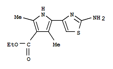 1H-pyrrole-3-carboxylicacid,5-(2-amino-4-thiazolyl)-2,4-dimethyl-,ethylester(9ci)Structure,304692-56-6Structure 1H-pyrrole-3-carboxylicacid,5-(2-amino-4-thiazolyl)-2,4-dimethyl-,ethylester(9ci) Structure,304692-56-6Structure