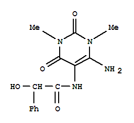 n-(6-氨基-1,2,3,4-四氫-1,3-二甲基-2,4-二氧代-5-嘧啶)--alpha--羥基-苯乙酰胺結(jié)構(gòu)式_314774-00-0結(jié)構(gòu)式