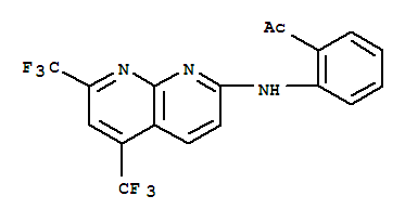 (9Ci)-1-[2-[[5,7-雙(三氟甲基)-1,8-萘啶-2-基]氨基]苯基]-乙酮結構式_337928-11-7結構式