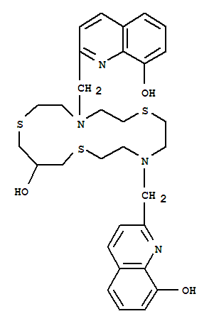 4,10-雙[(8-羥基-2-喹啉)甲基]-1,7,13-三硫雜-4,10-二氮雜環(huán)十六烷-15-醇結(jié)構(gòu)式_343372-35-0結(jié)構(gòu)式
