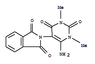 1H-isoindole-1,3(2h)-dione,2-(6-amino-1,2,3,4-tetrahydro-1,3-dimethyl-2,4-dioxo-5-pyrimidinyl)-Structure,34576-18-6Structure 1H-isoindole-1,3(2h)-dione,2-(6-amino-1,2,3,4-tetrahydro-1,3-dimethyl-2,4-dioxo-5-pyrimidinyl)- Structure,34576-18-6Structure