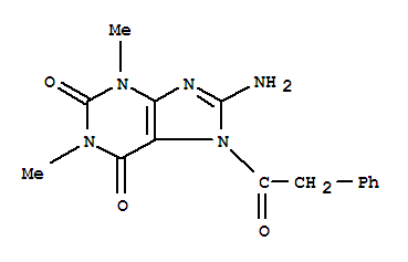 1H-purine-2,6-dione, 8-amino-3,7-dihydro-1,3-dimethyl-7-(phenylacetyl)-(9ci)Structure,3649-37-4Structure 1H-purine-2,6-dione, 8-amino-3,7-dihydro-1,3-dimethyl-7-(phenylacetyl)-(9ci) Structure,3649-37-4Structure