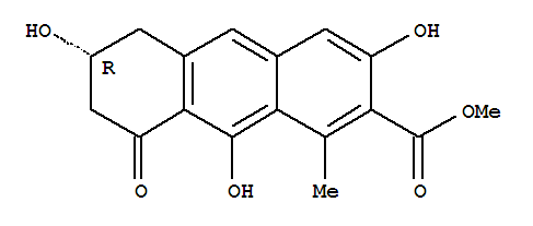 (-)-5,6,7,8-Tetrahydro-3,6,9-trihydroxy-1-methyl-8-oxo-2-anthracenecarboxylic acid methyl esterStructure,53254-81-2Structure (-)-5,6,7,8-Tetrahydro-3,6,9-trihydroxy-1-methyl-8-oxo-2-anthracenecarboxylic acid methyl ester Structure,53254-81-2Structure