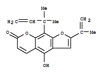 9-(1,1-二甲基-2-丙烯基)-4-羥基-2-(1-甲基乙烯)-7H-呋喃并[3,2-g][1]苯并吡喃-7-酮結(jié)構(gòu)式_62395-58-8結(jié)構(gòu)式