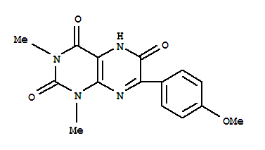2,4,6(3H)-pteridinetrione, 1,5-dihydro-7-(4-methoxyphenyl)-1,3-dimethyl-Structure,65158-52-3Structure 2,4,6(3H)-pteridinetrione, 1,5-dihydro-7-(4-methoxyphenyl)-1,3-dimethyl- Structure,65158-52-3Structure