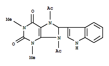1H-purine-2,6-dione, 7,9-diacetyl-3,7,8,9-tetrahydro-8-(1h-indol-3-yl)-1,3-dimethyl-Structure,71253-43-5Structure 1H-purine-2,6-dione, 7,9-diacetyl-3,7,8,9-tetrahydro-8-(1h-indol-3-yl)-1,3-dimethyl- Structure,71253-43-5Structure