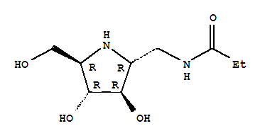(9CI)-N-[[(2R,3R,4R,5R)-3,4-二羥基-5-(羥基甲基)-2-吡咯烷]甲基]-丙酰胺結(jié)構(gòu)式_765308-94-9結(jié)構(gòu)式