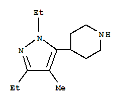 Piperidine, 4-(1,3-diethyl-4-methyl-1h-pyrazol-5-yl)-(9ci)Structure,774527-66-1Structure Piperidine, 4-(1,3-diethyl-4-methyl-1h-pyrazol-5-yl)-(9ci) Structure,774527-66-1Structure