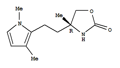 (4r)-(9ci)-4-[2-(1,3-二甲基-1H-吡咯-2-基)乙基]-4-甲基-2-噁唑烷酮結(jié)構(gòu)式_827344-89-8結(jié)構(gòu)式