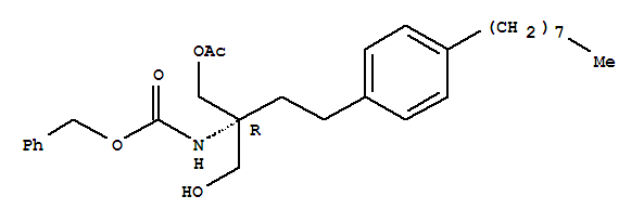 [(1R)-1-[(乙?；趸?甲基]-1-(羥基甲基)-3-(4-辛基苯基)丙基] -氨基甲酸苯基甲酯結(jié)構(gòu)式_836608-90-3結(jié)構(gòu)式