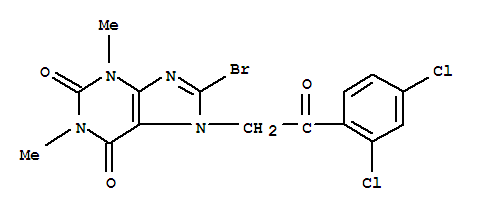 8-溴-7-[2-(2,4-二氯苯基)-2-氧代乙基]-3,7-二氫-1,3-二甲基-1H-嘌呤-2,6-二酮結(jié)構(gòu)式_847850-03-7結(jié)構(gòu)式