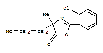 4-Oxazolepropanenitrile, 2-(2-chlorophenyl)-4,5-dihydro-4-methyl-5-oxo-Structure,86435-55-4Structure 4-Oxazolepropanenitrile, 2-(2-chlorophenyl)-4,5-dihydro-4-methyl-5-oxo- Structure,86435-55-4Structure