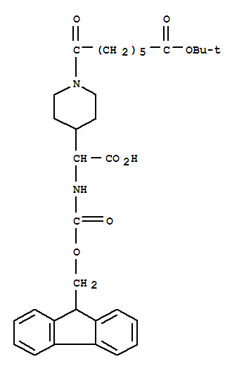 Fmoc-2-[[(6-叔丁氧基-羰基)己?；鵠哌嗪-4-基]-甘氨酸結(jié)構(gòu)式_864685-37-0結(jié)構(gòu)式