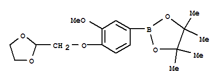 2-[4-([1,3]二氧雜烷-2-基甲氧基)-3-甲氧基-苯基]-4,4,5,5-四甲基-[1,3,2]二噁硼烷結(jié)構(gòu)式_864754-09-6結(jié)構(gòu)式
