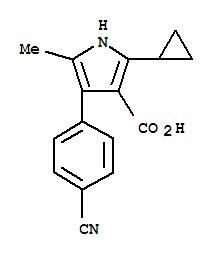 1H-pyrrole-3-carboxylic acid, 4-(4-cyanophenyl)-2-cyclopropyl-5-methyl-Structure,894074-70-5Structure 1H-pyrrole-3-carboxylic acid, 4-(4-cyanophenyl)-2-cyclopropyl-5-methyl- Structure,894074-70-5Structure