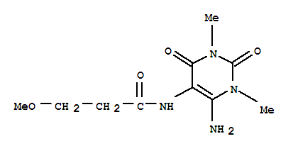 N-(6-氨基-1,2,3,4-四氫-1,3-二甲基-2,4-二氧代-5-嘧啶)-3-甲氧基-丙酰胺結(jié)構(gòu)式_90749-77-2結(jié)構(gòu)式