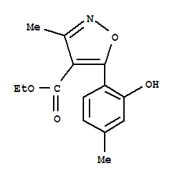 4-Isoxazolecarboxylicacid,5-(2-hydroxy-4-methylphenyl)-3-methyl-,ethylester(9ci)Structure,92397-22-3Structure 4-Isoxazolecarboxylicacid,5-(2-hydroxy-4-methylphenyl)-3-methyl-,ethylester(9ci) Structure,92397-22-3Structure