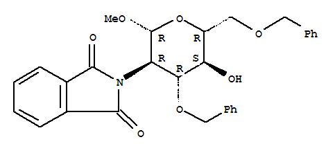 Methyl 3,6-di-O-benzyl-2-deoxy-2-(1,3-dioxo-1,3-dihydro-2H-isoindol-2-yl)hexopyranosideStructure,97242-79-0Structure Methyl 3,6-di-O-benzyl-2-deoxy-2-(1,3-dioxo-1,3-dihydro-2H-isoindol-2-yl)hexopyranoside Structure,97242-79-0Structure