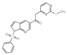 2-[2-(甲基硫代)嘧啶-4-基]-1-[1-(苯基磺?；?-1H-吡咯并[2,3-b]吡啶-5-基]乙酮結(jié)構(gòu)式_1111638-52-8結(jié)構(gòu)式