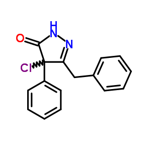 3H-pyrazol-3-one,4-chloro-2,4-dihydro-4-phenyl-5-(phenylmethyl)-Structure,13051-04-2Structure 3H-pyrazol-3-one,4-chloro-2,4-dihydro-4-phenyl-5-(phenylmethyl)- Structure,13051-04-2Structure