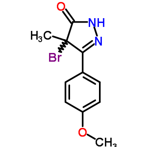 3H-pyrazol-3-one,4-bromo-2,4-dihydro-5-(4-methoxyphenyl)-4-methyl-Structure,13051-10-0Structure 3H-pyrazol-3-one,4-bromo-2,4-dihydro-5-(4-methoxyphenyl)-4-methyl- Structure,13051-10-0Structure
