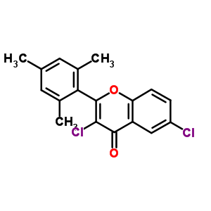 4H-1-benzopyran-4-one,3,6-dichloro-2-(2,4,6-trimethylphenyl)-Structure,13179-05-0Structure 4H-1-benzopyran-4-one,3,6-dichloro-2-(2,4,6-trimethylphenyl)- Structure,13179-05-0Structure
