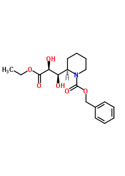 n-芐氧基羰基-3-[(2r)-哌啶基)]-(2r,3s)-二羥基丙酸乙酯結構式_160169-48-2結構式