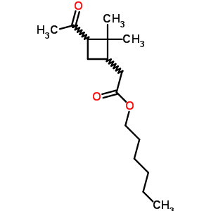Cyclobutaneacetic acid,3-acetyl-2,2-dimethyl-, hexyl esterStructure,16978-09-9Structure Cyclobutaneacetic acid,3-acetyl-2,2-dimethyl-, hexyl ester Structure,16978-09-9Structure