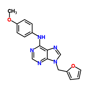 9-(2-呋喃基甲基)-N-(4-甲氧基苯基)嘌呤-6-胺結(jié)構(gòu)式_17946-48-4結(jié)構(gòu)式