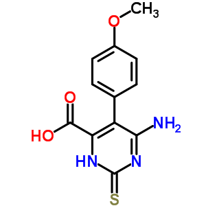 6-Amino-5-(4-methoxyphenyl)-2-sulfanylidene-3h-pyrimidine-4-carboxylic acidStructure,20865-49-0Structure 6-Amino-5-(4-methoxyphenyl)-2-sulfanylidene-3h-pyrimidine-4-carboxylic acid Structure,20865-49-0Structure