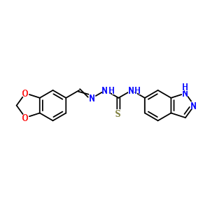Hydrazinecarbothioamide,2-(1,3-benzodioxol-5-ylmethylene)-n-1h-indazol-6-yl-Structure,22508-97-0Structure Hydrazinecarbothioamide,2-(1,3-benzodioxol-5-ylmethylene)-n-1h-indazol-6-yl- Structure,22508-97-0Structure