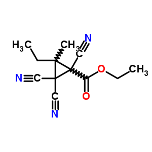 Cyclopropanecarboxylicacid, 1,2,2-tricyano-3-ethyl-3-methyl-, ethyl esterStructure,24543-23-5Structure Cyclopropanecarboxylicacid, 1,2,2-tricyano-3-ethyl-3-methyl-, ethyl ester Structure,24543-23-5Structure
