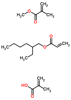 2-甲基-2-丙烯酸與 2-乙基己基 2-丙烯酸酯和甲基丙烯酸甲酯聚合物結構式_25133-98-6結構式