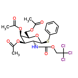 苯基 3,4,6-三-O-乙?；?2-脫氧-1-硫代-2-(2,2,2-三氯乙氧基甲酰胺)-beta-D-半乳糖吡喃糖苷結(jié)構(gòu)式_278784-83-1結(jié)構(gòu)式