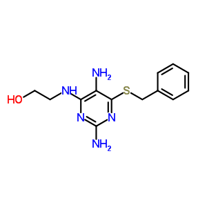 2-[[2,5-二氨基-6-[(苯基甲基)硫代]-4-嘧啶]氨基]-乙醇結(jié)構(gòu)式_2879-77-8結(jié)構(gòu)式