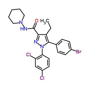 5-(4-溴苯基)-1-(2,4-二氯苯基)-4-乙基-n-1-哌啶基-1H-吡唑-3-羧酰胺結(jié)構(gòu)式_288104-79-0結(jié)構(gòu)式