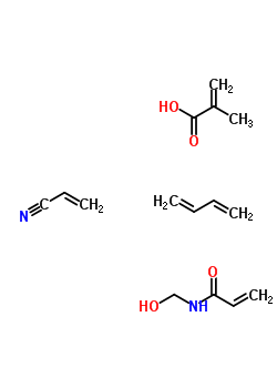 2-甲基-2-丙烯酸與1,3-丁二烯,N-(羥基甲基)-2-丙烯酰胺和2-丙烯腈的聚合物結(jié)構(gòu)式_30555-45-4結(jié)構(gòu)式
