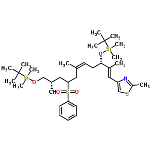 4-[(1E,3S,5Z,8R/S,10S)-3,11-二-{[叔-丁基(二甲基)硅烷基]氧基}-2,6,10-三甲基-8-(苯磺?；?十一碳-1,5-二烯基]-2-甲基-1,3-噻唑結構式_308357-81-5結構式