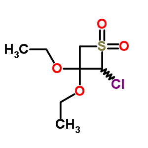 Thietane,2-chloro-3,3-diethoxy-, 1,1-dioxideStructure,31247-22-0Structure Thietane,2-chloro-3,3-diethoxy-, 1,1-dioxide Structure,31247-22-0Structure