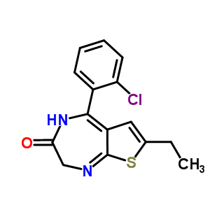 2H-thieno(2,3-e)(1,4)diazepin-2-one, 1,3-dihydro-5-(o-chlorophenyl)-7-ethyl-Structure,33671-37-3Structure 2H-thieno(2,3-e)(1,4)diazepin-2-one, 1,3-dihydro-5-(o-chlorophenyl)-7-ethyl- Structure,33671-37-3Structure